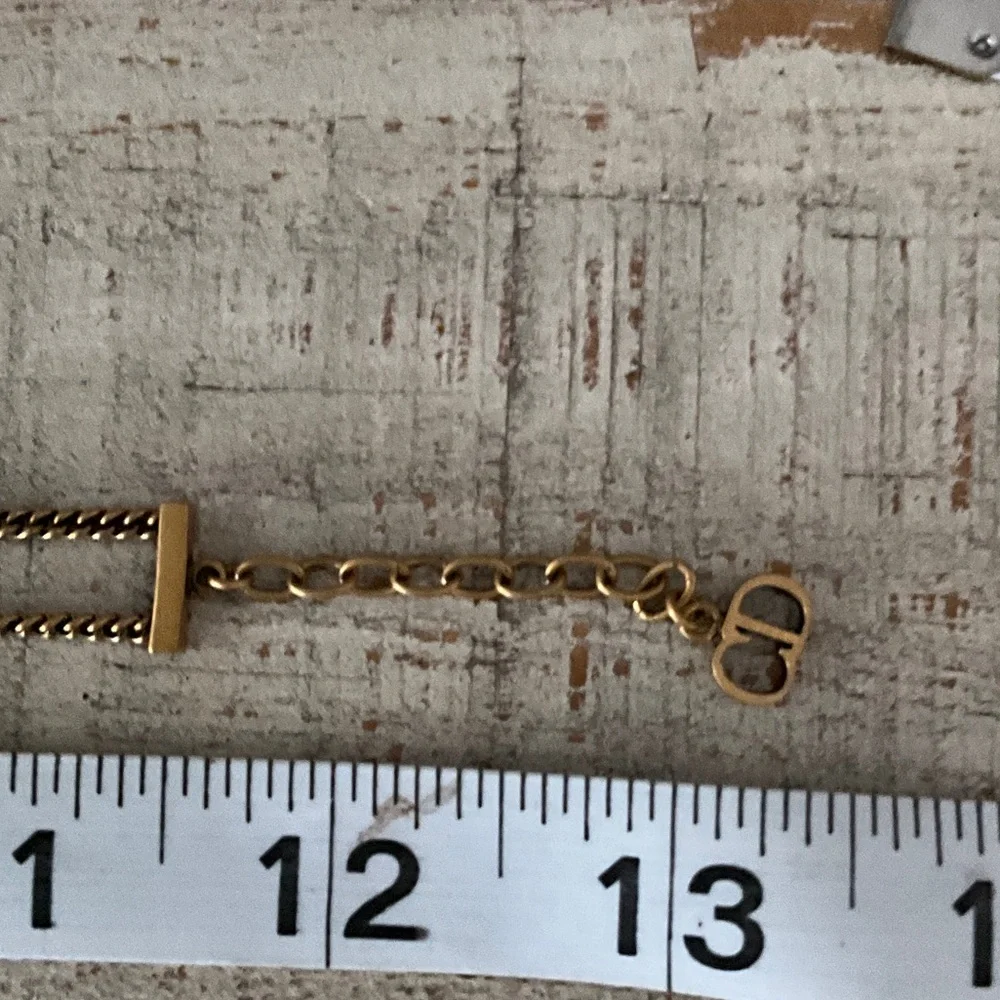 Dior Gold J'ADIOR Letter Double Chain Choker - Picture 7 of 7